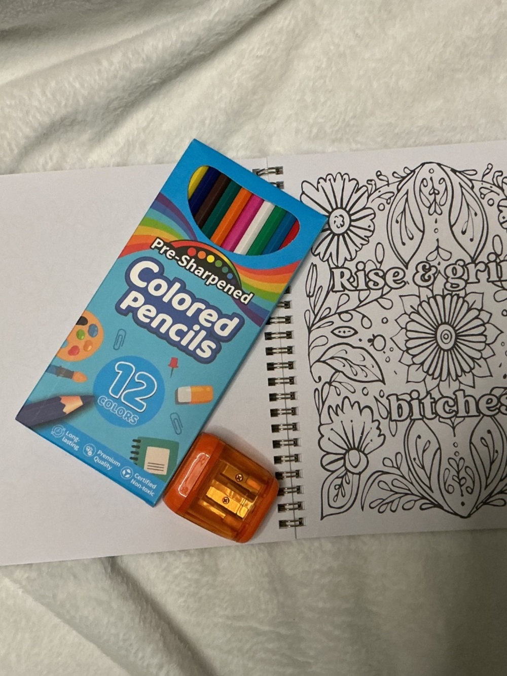 ADULT COLORING BOOK PENCILS AND SHARPENER - Picture 2 of 3